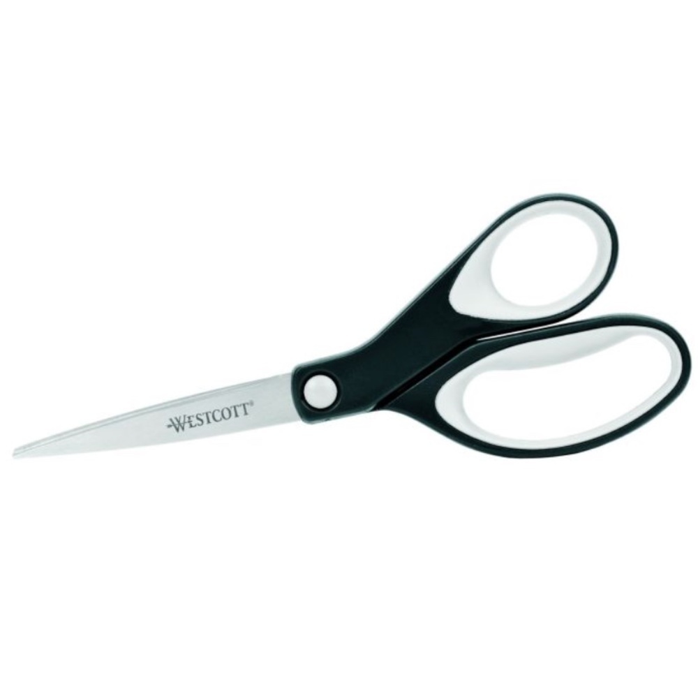 New Westcott 7-Inch KleenEarth Soft Handle Straight Scissors in Black and Gray